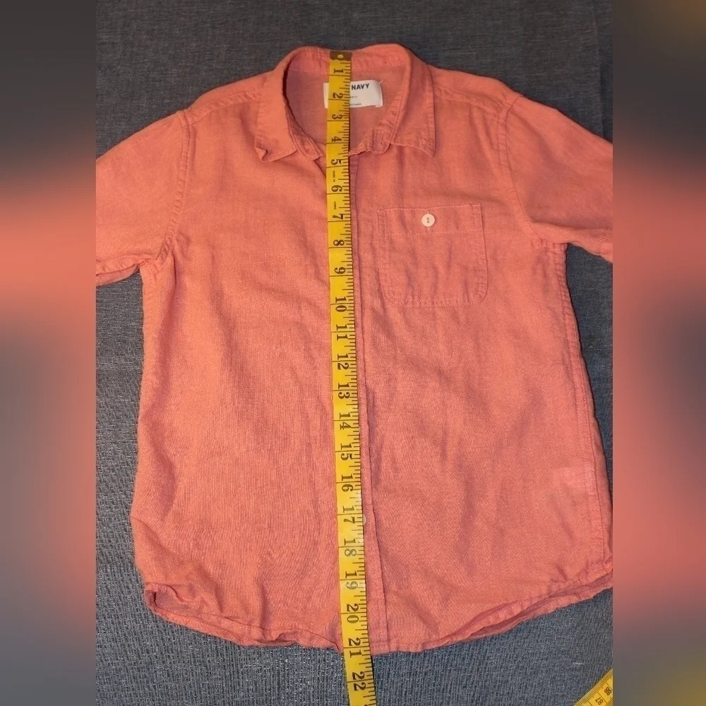 OLD Navy Button Down Boys Plaid and Solid Pink Color Shirts